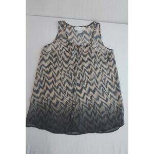 Criss Cross Womens Animal Print Medium Sleeveless Black‎ Tan Blouse Tank